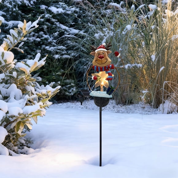 Lumières Solaires de Noël pour le Sol Extérieur, Piquet de Jardin Étanche avec Allumage/extinction Automatiques de 8 Heures, Décoration de Pelouse Résistante aux Intempéries pour Allée, Cour et Porte d'Entrée