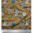thumbnail image 1 of Soimoi Poly Georgette Fabric Leaves & Carnation Floral Printed Fabric 1 Yard 52 Inch Wide, 1 of 1