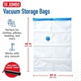 thumbnail image 2 of JARENGO 10 Pack Vacuum Storage Bags, Save 80% on Clothes Storage Space, Vacuum Seal Bags for Clothing Comforters and Blankets, Vacuum Sealer Bags with Hand Pump, 2 of 8