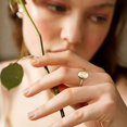thumbnail image 3 of Handmade Flower Signet Ring18K Gold Ring Delicate Personalized Jewelry Gift for Women/Girls（Gold，7#）, 3 of 4