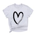thumbnail image 1 of Besolor Tuniques d'Été pour Femmes à Imprimé de Cœurs, Col Ras du Cou, Manches Courtes, T-Shirts Décontractés Amples, Blouse de Sortie, 1 of 4