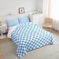 thumbnail image 4 of Erosebridal Checkered Gingham Comforter Sets Twin Size, Blue Buffalo Comforters & Duvets, Rectangle Geometry Decor, 2-Piece, 4 of 8
