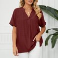 thumbnail image 4 of Birdeem Mode pour Femmes Manches Courtes Rétro Col Rond Pâques Couleur Unie Hauts Amples Blouse Manche, 4 of 8