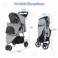 thumbnail image 3 of Gymax Poussette pour Animaux Pliable, Chariot pour Chat Réglable avec Auvent Ajustable, 3 Roues Amortissantes, Gris, 3 of 10
