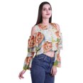 thumbnail image 3 of Moomaya Cold Shoulder Tops Shirts For Women Button Down Long Ruffle Sleeve Top, 3 of 4