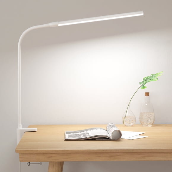 Lepro Desk Lamp with Clamp Clip on Light, Flexible Gooseneck Desk Light, Dimmable LED Reading Light with 3 Color Modes 10 Brightness, Eye-Caring Table Lamp for Bedroom, Home Offic