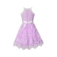 thumbnail image 2 of Robe Fille Violette Brodée Papillon Robe Dos Nu Fête 5 Ans, 2 of 6