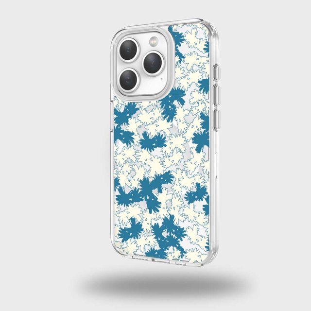 Caseco Étui Transparent pour iPhone 15 Pro - Motif Pissenlit Bleu