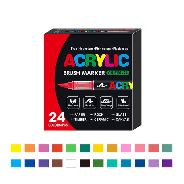 Stellaya Acrylic Markers Set For Adult Coloring Books Liquid Paint Pens With Fine Tip 2ML Art Supplies For Artists And Hobbyists