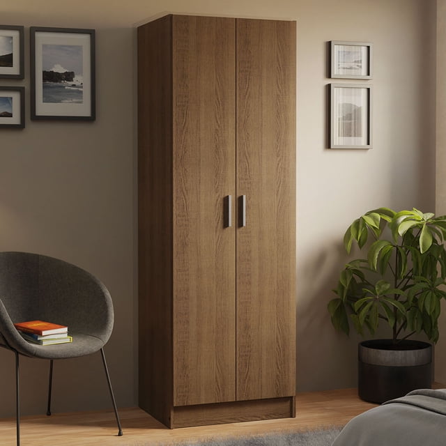Madesa Armoire de Rangement Garde-Robe Placard avec 2 Portes et 4 Tablettes Utilitaires Unité d'Organisation en Bois de 23 Pouces pour Chambre - Rustique
