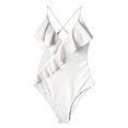 thumbnail image 4 of Women Halter One Piece Swimsuit Sexy Ruffle Backless Bathing Suit Plunge V Neck Classic Coverage Bottom, 4 of 4