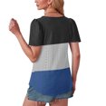 thumbnail image 3 of Plebaso Hauts pour Femmes Chemises à Oeillets à Blocs de Couleur Manches Courtes T-Shirts Amples Décontractés Col Rond Blouses Tendance, 3 of 6