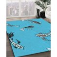 thumbnail image 3 of Ahgly Tapis Rond Lavable en Machine Intérieur Transitionnel Turquoise Foncé Vert, 6 Pieds Rond, 3 of 7