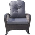 thumbnail image 2 of Set of 2 Rattan Rocking Chair, Wicker Padded Rocking Chair with Soft Washable Cushion, Weatherproof PE Rattan, Patio Recliner, Weight Capacity 160KG/352lbs - Gray, 2 of 6