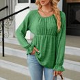 thumbnail image 2 of HKEJIAOI Polyester Femmes Long Sleeve Tops Crew Cou Solide Sortir Tops pour Women, 2 of 7