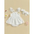 thumbnail image 2 of Faithtur Ensemble de Barboteuse pour Bébé Fille, Robe Trapèze à Manches Volantées et Col Ras du Cou avec Bandeau pour un Usage Quotidien Décontracté, 2 of 9