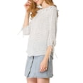 thumbnail image 4 of INSPIRE CHIC Women's Ruffled Neck Half Sleeve Sheer Summer Polka Dots Blouse Tops, 4 of 7