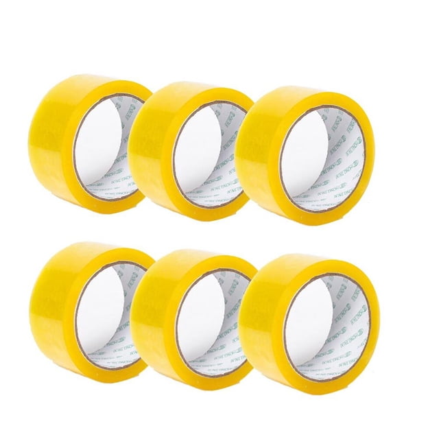 EeaseCA 6 Rouleaux Emballage de Scellage Scellage Emballage Transparent Ruban pour Boîte d'Expédition Offre un Scellement Adhésif Solide et Sécuritaire pour Vos Boîtes (Jaune)