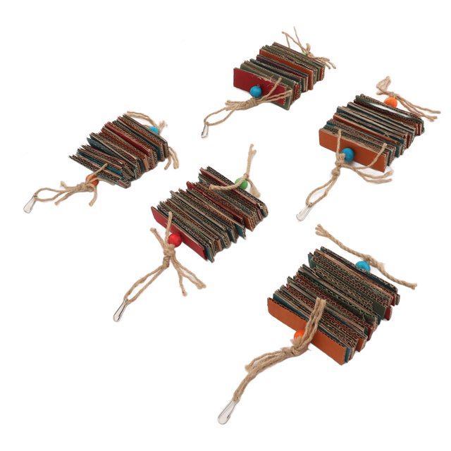 5pcs Bird Toys, Parrots Cage Chew Toy Safe Cardboard Blocks Beads For Macaws African Grey And Parrots