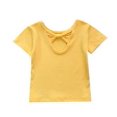 thumbnail image 2 of Faithtur Kids T-Shirt, Solid Color Bowknot Round Collar Short Sleeve Tops, 2 of 9