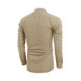 thumbnail image 3 of Wangsaura Men's Casual Shirt Solid Color Long Sleeve Stand Collar Button Tops, 3 of 7
