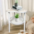thumbnail image 1 of Four Leaf Sofa Side Table, EDHITNR Mobile Rolling Storage Snack Table, Double Layer Open Shelf Small Coffee Table for Living Room Bedside, 1 of 6