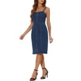 thumbnail image 4 of INSPIRE CHIC Robes en Denim pour Femmes à Boutons Sans Manches à Encolure Cœur Robes Midi en Jean Bleu Foncé m, 4 of 6
