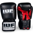 thumbnail image 1 of Gants de boxe IBF Iron Body Fitness série Training, gants d’entraînement en vinyle 16 oz, rouge/noir, 1 of 9