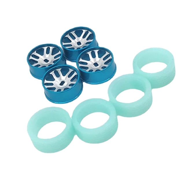 RCGOFOLLOW Pneus de Voiture RC Pièce Résistante à l'Usure Roue RC Métal Roues de Mise à Niveau pour 1/28 Wltoys K969 Drift Voitures RC Pièce de Mise à Niveau Bleue