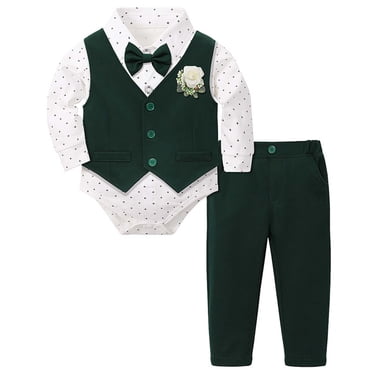 Baby Boy Formal Gentleman Suits Dress Shirt Vest Formal Gentleman Suits Clothes for 1 Year Old Boy 3-6 Months