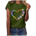 thumbnail image 1 of KIHOUT Mode Femmes Été Ample Imprimé T-Shirt à Col Rond Manches Courtes Blouse Décontractée, Taille P-3TG, 1 of 6