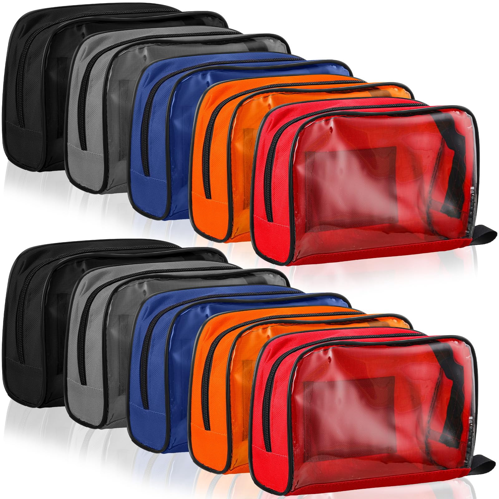 Sosation 5 Colors First Aid Kit Bag Empty Medical Kit Accessory Pouches Zippered Portable Travel Medicine Bag with Transparent Window for Home Outdoor Car Supplies, 8.7