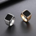 thumbnail image 5 of ORUYROP Solid Stainless Steel Mens Signet Ring Setting with Black Onyx / Turquoise Classic Band Rings Gift Size 7-13, 5 of 5
