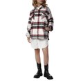 thumbnail image 3 of FOCUSNORM Manteau à Carreaux pour Femmes Juniors, Manches Longues, Col Boutonné, 3 of 9