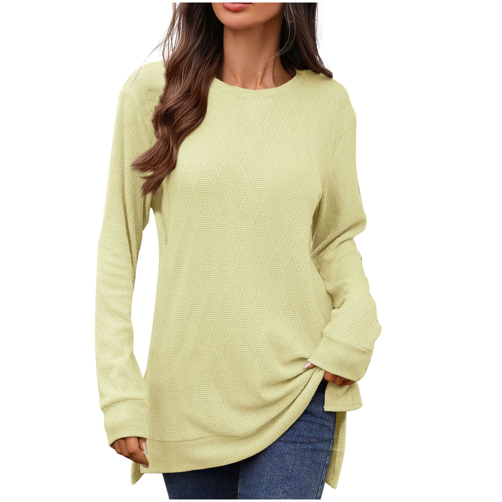 MXUIKV Womens Sweaters Long Sleeve Loose Fitted Lightweight Crew