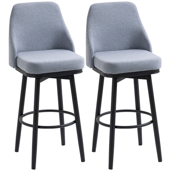 HOMCOM Tabourets de Bar Hauteur Bar Ensemble de 2 Tabourets de Bar Pivotants à 360° avec Pieds, Gris