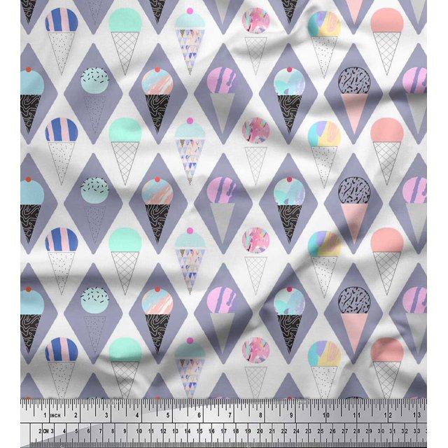 Soimoi Purple Rayon Fabric Octagon Art Geometric Print Sewing Fabric Yard 42 Inch Wide