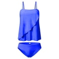 thumbnail image 4 of Penkiiy Womens Two Piece Bathing Suits Strapless Tankini Top Ruffle Design Swimsuit with Bottoms Swimwear S Blue, 4 of 9