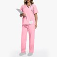 thumbnail image 4 of V Neck Scrubs for Women Set Scrubs Top Drawstring Straight Pants 4 Way Stretch Medical Nursing Uniforms Matching Sets, 4 of 6