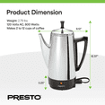 thumbnail image 4 of Presto Cafetière en Acier Inoxydable, Percolateur Robuste 12 Tasses, Argent, 4 of 11