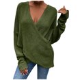 thumbnail image 2 of Fashion Women Solid Color Long Sleeve Pullove V-Neck Shirt Sweater Tops, 2 of 9