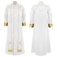 thumbnail image 3 of iiniim Homme Moine Médiéval Renaissance Prêtre Longue Robe Église Culte Halloween Fête Cosplay Costume Blanc P, 3 of 4