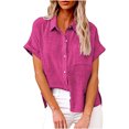thumbnail image 2 of DPTALR Women's Tops Solid Button Shirt Female V-Neck Loose T-shirt Blouse Tops, 2 of 8