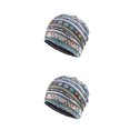 thumbnail image 2 of Maytalsory Bonnet Ethnique Style Hijab Floral Imprimé Coloré Turban Réglable Oreille Protection Style Accessoires Bonnet Bleu Bande 2Set, 2 of 6