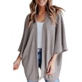 thumbnail image 1 of LinYooLi Kimono pour Femmes Ouvert devant Cardigan en Maille Gaufrée Pull Uni Manches Chauve-Souris Col Châle Cape Douce et Décontractée, 1 of 6