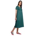 thumbnail image 3 of Moomaya Solid Short Sleeve Nightdress For Ladies Button Placket Nightwear, 3 of 6