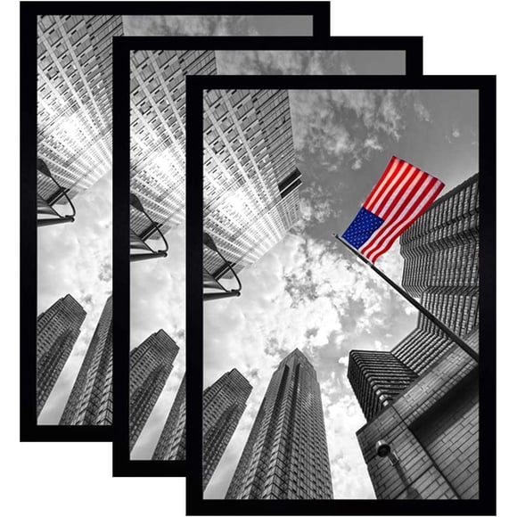 AmPm 16x20 Frame Black 3 Pack, 16x20 Picture Frames for Wall,Wood Frame 16x20 with Mounting Hardware