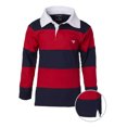 thumbnail image 2 of Sportoli?‚? ® Grands Garçons Polo Rugby à Manches Longues à Larges Rayures 100 % Coton - Rouge (Taille 12), 2 of 7