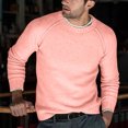 thumbnail image 2 of UVEASISHA Men's Solid Ribbed Knit Sweater Fall Winter Casual Regular Fit Pullover Tops Knitted Round Neck Raglan Sleeve Jumpers Cozy Sweaters for Men 2024 50 Percent off Deals Today Pink 2XL, 2 of 7