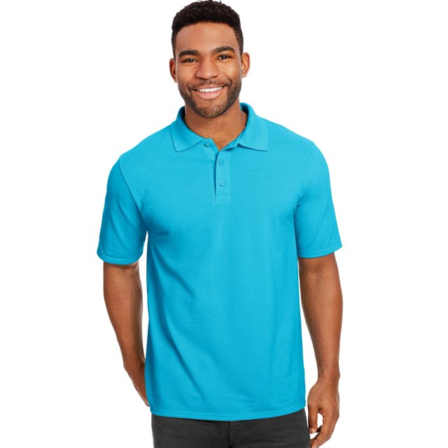 Hanes Men`s X-Temp Fresh IQ Pique Polo, 3XL, Blue Horizon